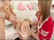 Crafty shemale fucks with two of her horniest sexy friends