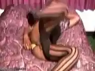 Cute ebony sissy touches his thick shemale meat and ass