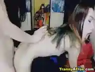 Hot skinny tranny gets penetrated by a tranny donger