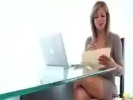 Impressive blonde shemale fucks two guys on a job interview