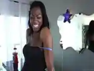 Intriguing ebony bitch got a young man to suck her