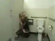 Smooth shemale blonde does a wonderful job sucking through a glory-hole