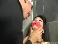 Tied up Latina shemale gets brutally fucked by a pervert