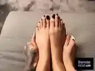 Brazilian shemale Megan Snow showing off her sexy feet