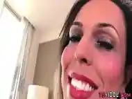 Buxom tranny toying her asshole