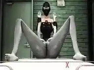 Female alien in a jail gets fucked hard by a hot dickgirl in a mask