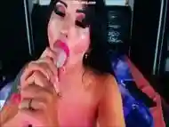 Horny Latina MILF Pussy Leaking White Juices on Huge Dildo