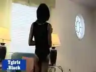 Masturbating black tgirl tugging and teasing