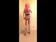 Pink haired slut in pink summer dress