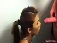 Pissed-On Thai Transsexual Mint Gives Blowjob