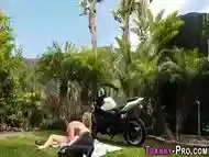 Shemale babe riding cock