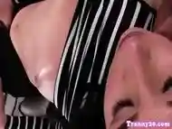 Stunning shemale jizzed in mouth