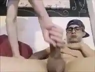 TS in glasses deepthroats and rides cock